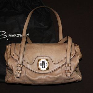 LARGE SATCHEL B MAKOWSKY SOFT TAN LEATHER